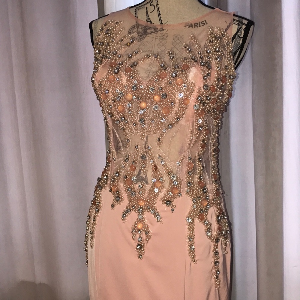 Peach and pearl studded dress